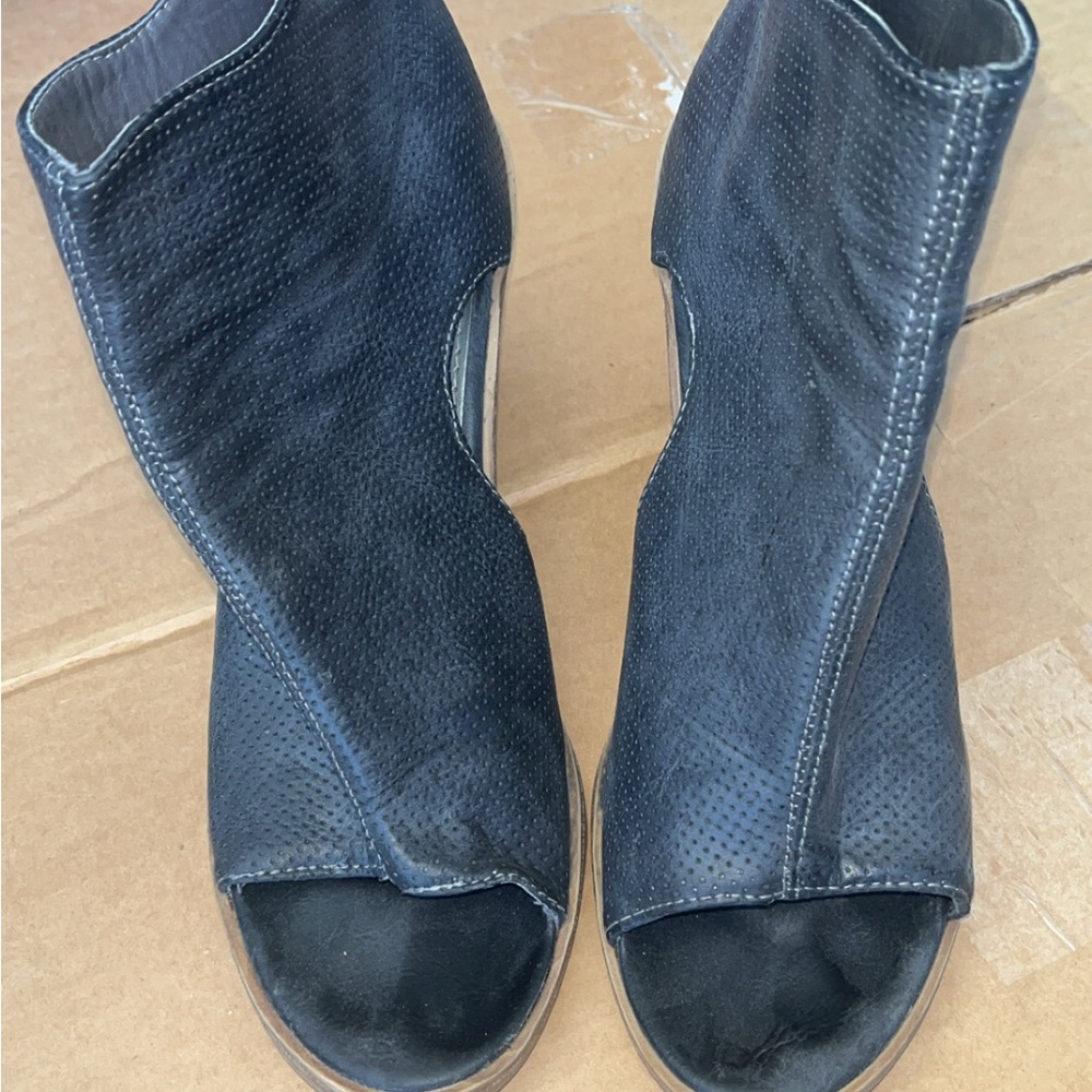 Black Women's Open-Toe Ankle Boots